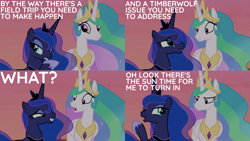 Size: 2000x1125 | Tagged: safe, edit, edited screencap, editor:quoterific, imported from derpibooru, screencap, princess celestia, princess luna, alicorn, pony, a royal problem, celestia is not amused, female, open mouth, royal sisters, shocked, siblings, sisters, unamused