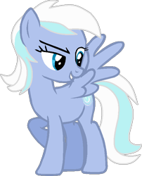 Size: 546x676 | Tagged: safe, artist:pegasski, imported from derpibooru, oc, oc only, oc:silver syclone, pegasus, pony, base used, eyelashes, female, grin, looking back, mare, pegasus oc, raised hoof, simple background, smiling, smirk, solo, transparent background, wings