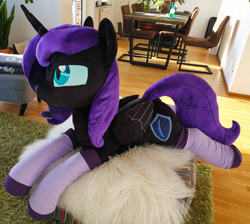 Size: 3273x2929 | Tagged: safe, artist:epicrainbowcrafts, imported from derpibooru, oc, oc:nyx, alicorn, pony, absurd resolution, adult, clothes, irl, photo, plushie, socks, solo