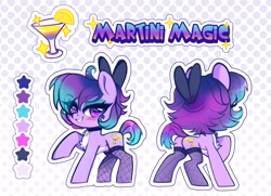 Size: 2048x1481 | Tagged: safe, artist:techycutie, imported from derpibooru, oc, oc only, oc:martini magic, earth pony, pony, bedroom eyes, bow, clothes, female, fishnets, reference sheet, socks, solo