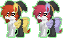 Size: 352x214 | Tagged: safe, artist:dives, imported from derpibooru, oc, oc only, braixen, pony, pony town, female, hat, pixel art, pokémon, simple background, transparent background