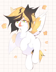 Size: 1100x1400 | Tagged: safe, artist:marlowws, imported from derpibooru, oc, oc only, oc:mity, pegasus, flying, simple background, tongue out