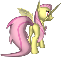 Size: 1525x1415 | Tagged: safe, artist:fenix00, imported from derpibooru, fluttershy, bat pony, 3d, bat ponified, butt, flutterbat, plot, race swap, simple background, solo, transparent background