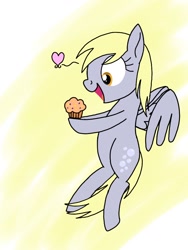 Size: 768x1024 | Tagged: safe, artist:windy breeze, imported from derpibooru, derpy hooves, pegasus, pony, flying, food, muffin, solo