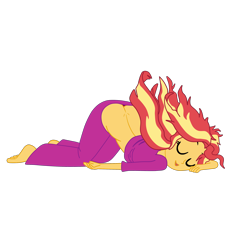 Size: 2952x2952 | Tagged: safe, artist:gmaplay, imported from derpibooru, sunset shimmer, eqg summertime shorts, equestria girls, monday blues, ass up, bunset shimmer, butt, face down ass up, sleeping, solo