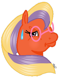 Size: 256x325 | Tagged: safe, artist:muhammad yunus, imported from derpibooru, bright bramley, earth pony, pony, 2019, angry, female, g2, glasses, mare, simple background, transparent background, unamused
