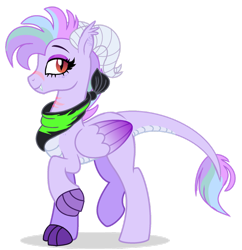 Size: 1280x1323 | Tagged: safe, artist:venomous-cookietwt, imported from derpibooru, oc, dracony, dragon, hybrid, pony, base used, female, interspecies offspring, magical lesbian spawn, offspring, parent:princess ember, parent:rainbow dash, parents:emberdash, simple background, solo, transparent background