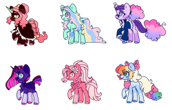 Size: 1558x998 | Tagged: safe, artist:unicorn-mutual, imported from derpibooru, oc, oc only, earth pony, pegasus, pony, unicorn, bow, butt freckles, choker, cloak, clothes, colored hooves, earth pony oc, ethereal mane, female, flower, flower in hair, freckles, glasses, hair bow, horn, jacket, magical lesbian spawn, mare, next generation, no pupils, offspring, parent:applejack, parent:big macintosh, parent:fluttershy, parent:king sombra, parent:pinkie pie, parent:princess luna, parent:rainbow dash, parent:rarity, parent:tempest shadow, parent:twilight sparkle, parents:appledash, parents:flutterdash, parents:fluttermac, parents:lumbra, parents:raripie, parents:tempestlight, pegasus oc, raised hoof, shawl, simple background, socks (coat marking), spiked choker, starry mane, tail bow, tattoo, transparent background, unicorn oc, wings