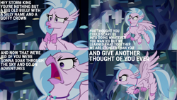 Size: 2001x1125 | Tagged: safe, edit, edited screencap, editor:quoterific, imported from derpibooru, screencap, silverstream, hippogriff, what lies beneath, angry, female, flying, open mouth, rage, solo, worried