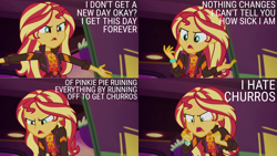 Size: 2000x1125 | Tagged: safe, edit, edited screencap, editor:quoterific, imported from derpibooru, screencap, sunset shimmer, human, equestria girls, equestria girls series, sunset's backstage pass!, spoiler:eqg series (season 2), angry, clothes, female, open mouth, solo