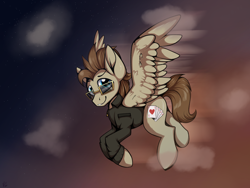 Size: 4000x3000 | Tagged: safe, artist:arume_lux, imported from derpibooru, oc, oc:toffee scotch, pegasus, pony, flying, male, solo, stallion