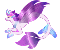 Size: 4300x3600 | Tagged: safe, artist:sashakruchkinatv, imported from derpibooru, queen novo, seapony (g4), my little pony: the movie, closed mouth, clothes, colored wings, crown, female, fin wings, fins, fish tail, jewelry, purple eyes, purple tail, purple wings, queen, regalia, see-through, simple background, smiling, solo, tail, transparent background, wings