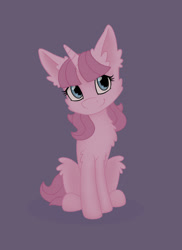 Size: 1280x1756 | Tagged: safe, artist:rubisiek, imported from derpibooru, oc, oc only, pony, unicorn, fluffy, looking at you, simple background, sitting, solo