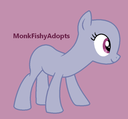 Size: 709x657 | Tagged: safe, artist:monkfishyadopts, imported from derpibooru, oc, oc only, earth pony, pony, rarity takes manehattan, bald, base, earth pony oc, eyelashes, female, mare, purple background, simple background, smiling, solo