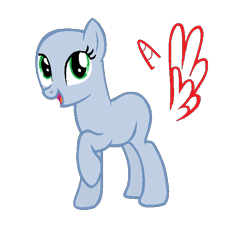 Size: 612x570 | Tagged: safe, artist:caecii, imported from derpibooru, oc, oc only, earth pony, pony, bald, base, earth pony oc, eyelashes, female, horn, mare, open mouth, raised hoof, simple background, smiling, solo, transparent background, wings