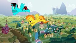 Size: 2500x1410 | Tagged: safe, artist:rapmlpandbttffan23, imported from derpibooru, spitfire, oc, pegasus, canon x oc, female, male, pegacorn, straight