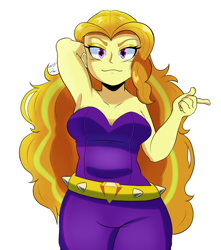 Size: 884x1000 | Tagged: safe, artist:lonercroissant, imported from derpibooru, adagio dazzle, equestria girls, arm behind head, armpits, simple background