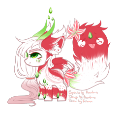 Size: 1148x1066 | Tagged: safe, artist:minelvi, imported from derpibooru, oc, oc only, original species, :p, augmented tail, base used, chest fluff, ear fluff, flower, flower in hair, fluffy, horns, simple background, smiling, solo, tongue out, transparent background, wings