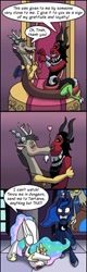 Size: 423x1315 | Tagged: artist needed, source needed, safe, imported from derpibooru, discord, lord tirek, princess celestia, princess luna, alicorn, centaur, draconequus, gay, male, scorpan's necklace, shipping, tirekcord