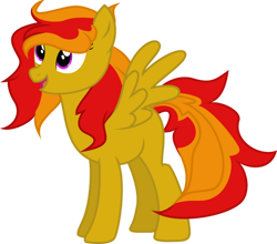 Size: 1024x900 | Tagged: safe, artist:sanybaby, imported from derpibooru, oc, oc:sunrise flair, pegasus, pony, female, open mouth, simple background, smiling, solo, spread wings, transparent background, vector, wings