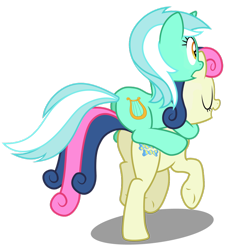 Size: 956x1024 | Tagged: artist needed, safe, imported from derpibooru, bon bon, lyra heartstrings, sweetie drops, earth pony, pony, unicorn, duo, female, lesbian, lyra riding bon bon, lyrabon, mare, ponies riding ponies, riding, shipping, simple background, transparent background, vector