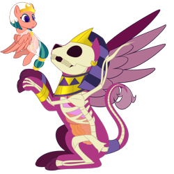 Size: 1200x1200 | Tagged: safe, artist:enigmadoodles, imported from derpibooru, somnambula, sphinx (character), pony, sphinx, bone, dissectibles, organs, simple background, skeleton, transparent background