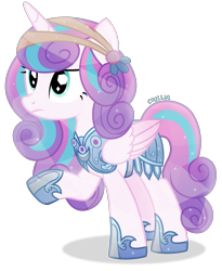 Size: 3565x4358 | Tagged: safe, artist:cirillaq, imported from derpibooru, princess flurry heart, alicorn, pony, absurd resolution, armor, female, flurry heart pearl of battle, mare, older, older flurry heart, raised hoof, simple background, solo, transparent background, vector