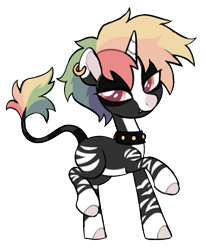 Size: 1055x1280 | Tagged: safe, artist:renhorse, imported from derpibooru, oc, oc:rainbow flash, hybrid, zony, ear piercing, earring, female, jewelry, piercing, simple background, solo, transparent background