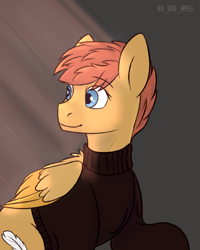 Size: 1200x1500 | Tagged: safe, alternate version, artist:buy_some_apples, imported from derpibooru, oc, oc only, pegasus, fallout equestria, pegasus oc, solo, wings