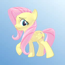 Size: 800x800 | Tagged: safe, artist:jario, derpibooru exclusive, imported from derpibooru, fluttershy, pegasus, pony, 3d, female, gradient background, mare, mmd, smiling, solo