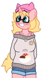 Size: 391x707 | Tagged: safe, artist:jario, derpibooru exclusive, imported from derpibooru, oc, oc only, oc:mille feuille, anthro, unicorn, breasts, clothes, digital art, female, freckles, mare, shoulder freckles, simple background, smiling, solo, transparent background