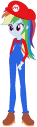 Size: 178x598 | Tagged: safe, artist:selenaede, artist:user15432, imported from derpibooru, rainbow dash, human, equestria girls, barely eqg related, base used, cap, clothes, cosplay, costume, crossover, crossover shipping, female, gloves, hat, male, maridash, mario, mario's hat, nintendo, overalls, shirt, shoes, straight, super mario bros., undershirt