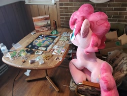 Size: 4032x3024 | Tagged: safe, artist:lanacraft, imported from derpibooru, pinkie pie, earth pony, board game, bubble berry, irl, male, photo, plushie, rule 63