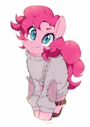 Size: 2480x3508 | Tagged: safe, artist:potetecyu_to, imported from derpibooru, pinkie pie, earth pony, pony, clothes, female, mare, simple background, solo, white background