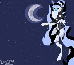 Size: 1600x1400 | Tagged: safe, artist:sajimex, imported from derpibooru, oc, oc only, oc:lun-4r-bot, alicorn, pony, robot, male, moon, night, solo, stallion