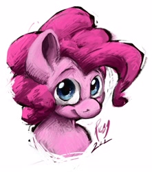 Size: 2254x2545 | Tagged: safe, artist:th3ipodm0n, imported from derpibooru, pinkie pie, earth pony, pony, bust, female, happy, high res, looking at you, mare, portrait, simple background, smiling, solo, three quarter view, white background