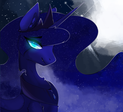 Size: 2959x2702 | Tagged: safe, artist:therealf1rebird, imported from derpibooru, nightmare moon, alicorn, pony, horn, looking at you, night, solo, stars, wings