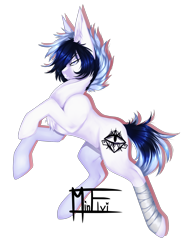 Size: 1712x2324 | Tagged: safe, artist:minelvi, imported from derpibooru, oc, oc only, oc:oliver, earth pony, pony, bandage, chest fluff, earth pony oc, rearing, signature, solo