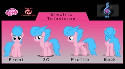 Size: 1477x817 | Tagged: safe, artist:regret, imported from derpibooru, oc, oc:electric television, pegasus, pony, cutiemarking, profile view, rear view, side view, solo