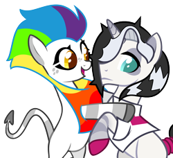 Size: 2388x2181 | Tagged: safe, artist:renhorse, imported from derpibooru, oc, oc only, oc:sparklemane, bipedal, duo, female, hug, male, mare, open mouth, sad, simple background, stallion, transparent background, vector