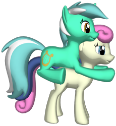 Size: 818x891 | Tagged: safe, imported from derpibooru, bon bon, lyra heartstrings, sweetie drops, pony, 3d, female, lesbian, lyra riding bon bon, lyrabon, ponies riding ponies, riding, shipping, simple background, transparent background