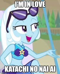 Size: 550x677 | Tagged: safe, edit, edited screencap, imported from derpibooru, screencap, trixie, human, equestria girls, equestria girls series, forgotten friendship, clothes, female, impact font, open mouth, solo, swimsuit, text