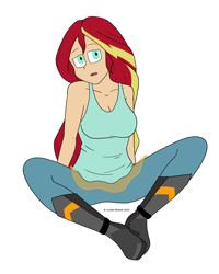 Size: 1280x1600 | Tagged: safe, artist:cadenreigns, imported from derpibooru, sunset shimmer, human, equestria girls, equestria girls series, boots, clothes, humanized, shoes, sitting