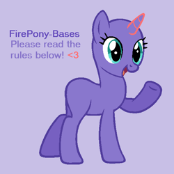 Size: 587x588 | Tagged: safe, artist:firepony-bases, imported from derpibooru, oc, oc only, pony, unicorn, bald, base, eyelashes, female, horn, mare, open mouth, purple background, simple background, smiling, solo, underhoof, unicorn oc, waving