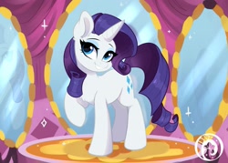 Size: 2269x1627 | Tagged: safe, artist:colorfulcolor233, imported from derpibooru, rarity, pony, unicorn, chest fluff, cute, ear fluff, female, mare, opening credits, raribetes, scene interpretation, smiling, solo, theme song