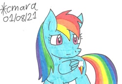 Size: 948x656 | Tagged: safe, artist:cmara, imported from derpibooru, rainbow dash, pegasus, pony, female, mare, simple background, solo, traditional art, white background