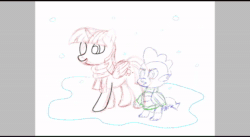 Size: 1024x560 | Tagged: source needed, safe, artist:anonymous, spike, twilight sparkle, alicorn, dragon, pony, animated, clothes, coat, dialogue, drawthread, female, horn, ice, male, mare, scarf, smiling, snow, snowfall, speech bubble, sweater, timelapse, twilight sparkle (alicorn), webm, wings, winter