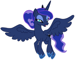 Size: 2060x1644 | Tagged: safe, artist:gmaplay, imported from derpibooru, princess luna, alicorn, alternate hairstyle, flying, solo