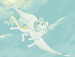 Size: 5220x3991 | Tagged: safe, artist:slowpoke, imported from derpibooru, vapor trail, pegasus, pony, flying, sky