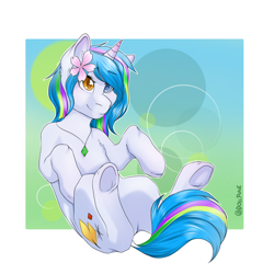 Size: 2000x2000 | Tagged: safe, artist:dollpone, imported from derpibooru, oc, pony, unicorn, female, flower, flower in hair, heterochromia, mare, solo